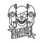 Eleven Yellow logo: a line-drawn skull in headphones over a banner with the company name