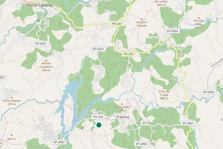 A map of Anceu, in Ponte Caldelas, about thirty minutes inland from Pontevedra